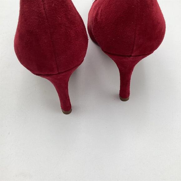 Nine West Women's Red Suede Bow Pumps Size 7M Party Heels - Picture 8 of 8